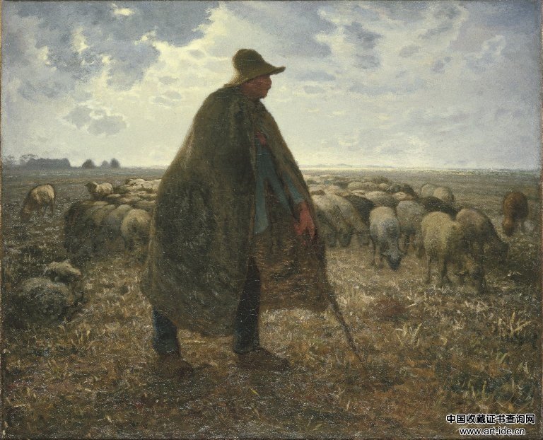 看护羊群的牧羊人（米勒画作欣赏）